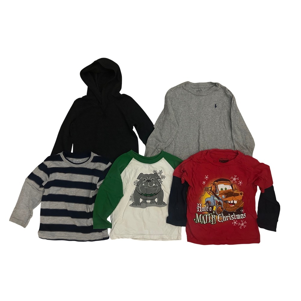 Boys Bundle of 5 Long Sleeve Shirts Size 3T Christmas, Cars, Hooded